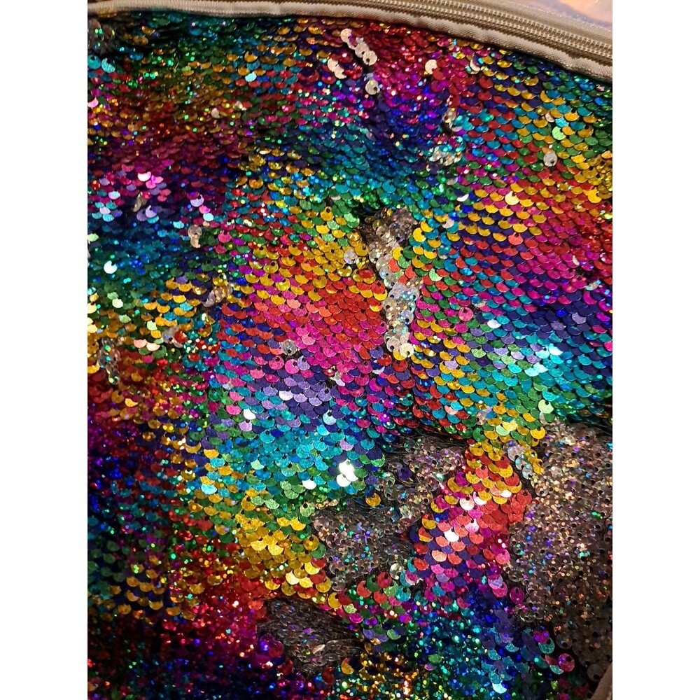 Gray Silver Sparkle Unicorn School 16" Backpack & Lunch Bag Set Sequins New - Picture 4 of 5